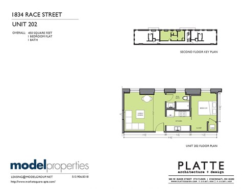 Floor plan for 1 bed, 1 bath, 450 sqft